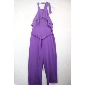 Bebe Purple Halter Jumpsuit-Size 4-Wide Leg-Whimsigoth-Ruffles